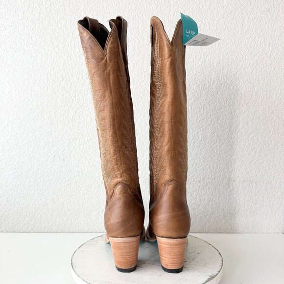 Lane JENTRY Knee High Womens Cowboy Boots 10 Brown Leather Western Cowgirl Tall - Picture 3 of 11